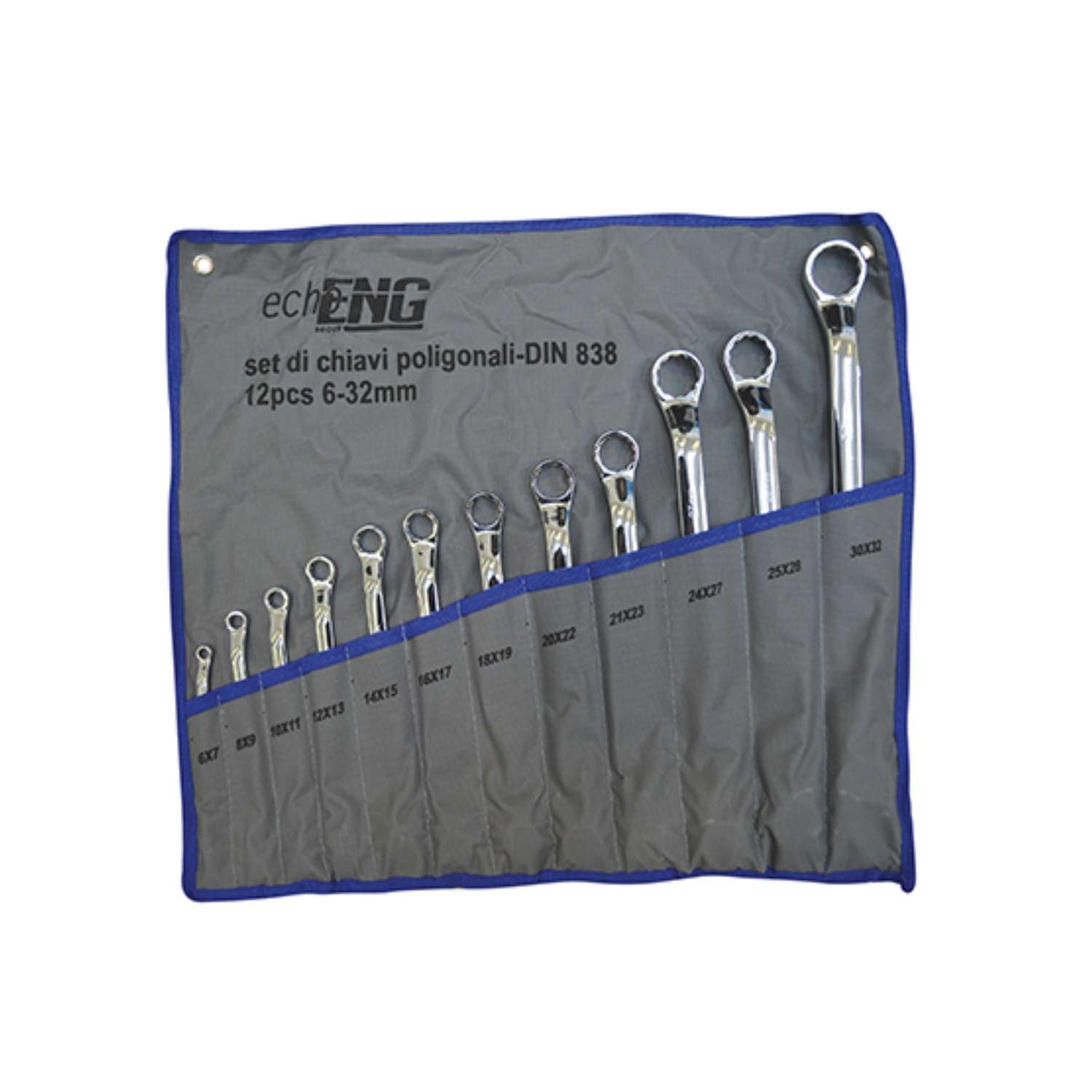 Set echoENG di dodici chiavi poligonali curve FI10 0013 in custodia